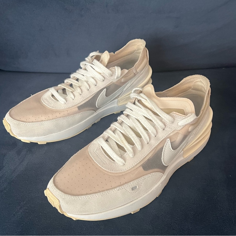 Nike Waffle One NIKEiD Custom Shoes Beige/ White Sneakers Men’s Size 11.